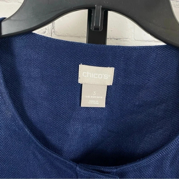 Chico’s Linen Blue Lightweight Jacket Size 3 (16/18) - Picture 3 of 8